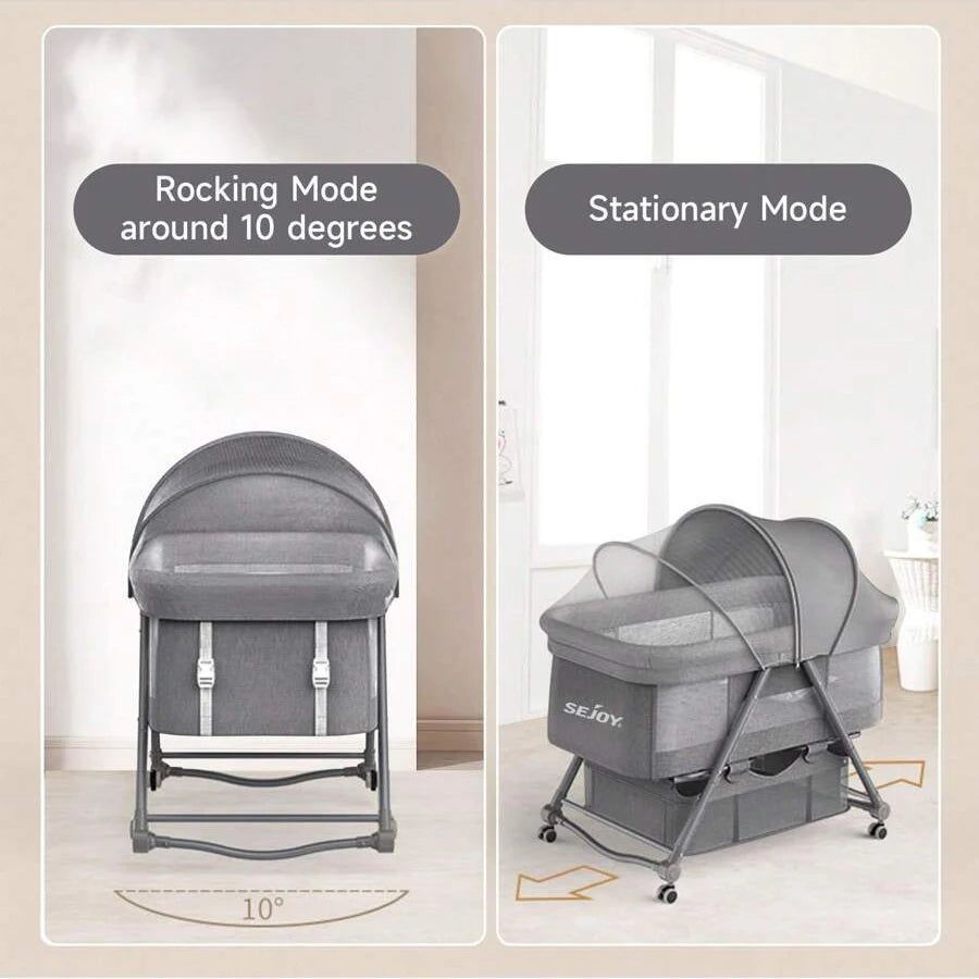 Sejoy 3 in 1 Rocking Crib Baby Bassinet Newborn Beside Sleeper Infant Sleeping Bed Convertible