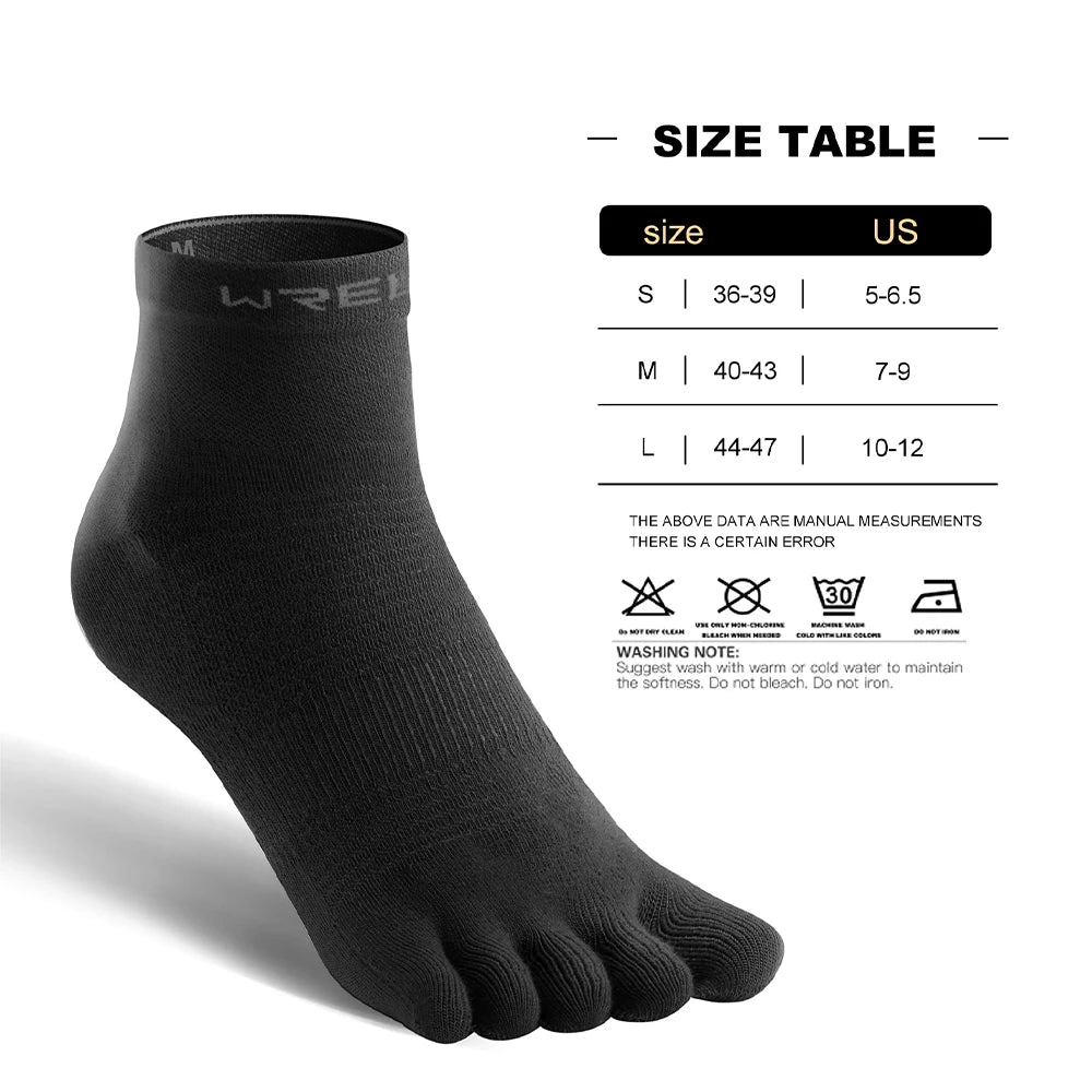 WRELS 1/3 Pairs COOLMAX Sports Five-toe Running Socks Quick-drying Breathable Anti-Blisters Marathon Toe Socks For Men And Women