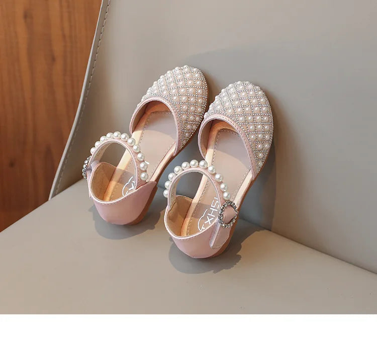 Girls LeatherShoesChildren's Crystal Shoes 2025Spring Summer New Little Girls Princess Shoes Fashion Shiny RhinestoneDance Shoes