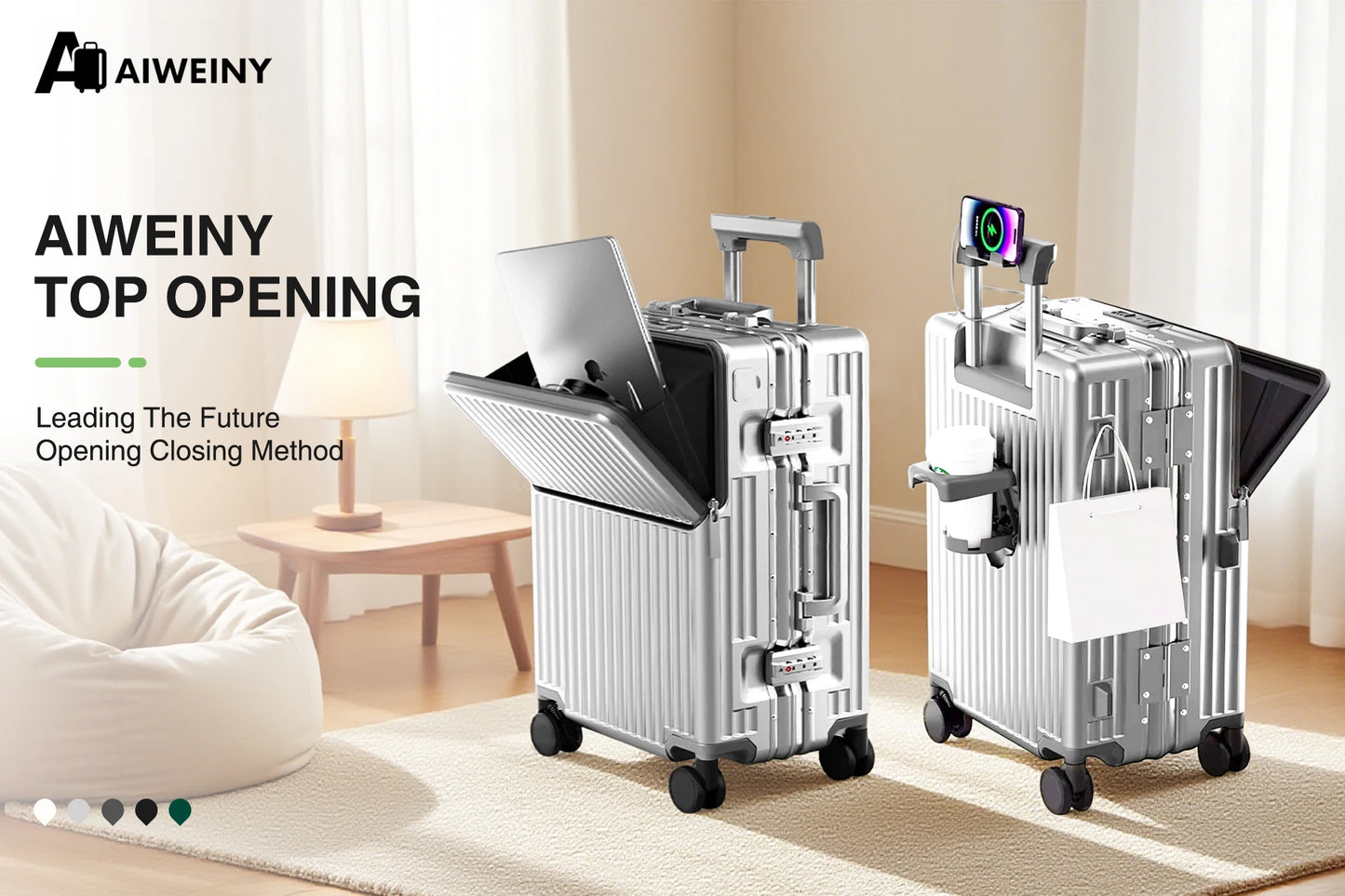 AIWEINY 2025 Aluminum Frame Suitcase PC Hard Shell Pressure-Resistant Travel Luggage, 360° Silent Swivel Wheels, with TSA Lock.