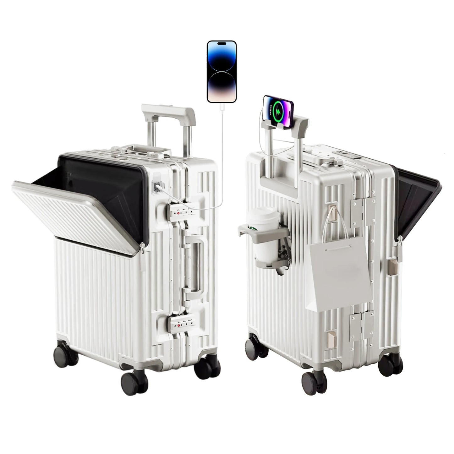 AIWEINY 2025 Aluminum Frame Suitcase PC Hard Shell Pressure-Resistant Travel Luggage, 360° Silent Swivel Wheels, with TSA Lock.