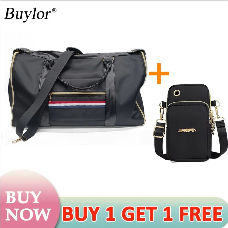 Buylor 2pcs Bags Folding Suit Bag Large Capacity Travel Luggage Bag With Shoe pouch Waterproof Women Handbag Outdoor Fitness Bag