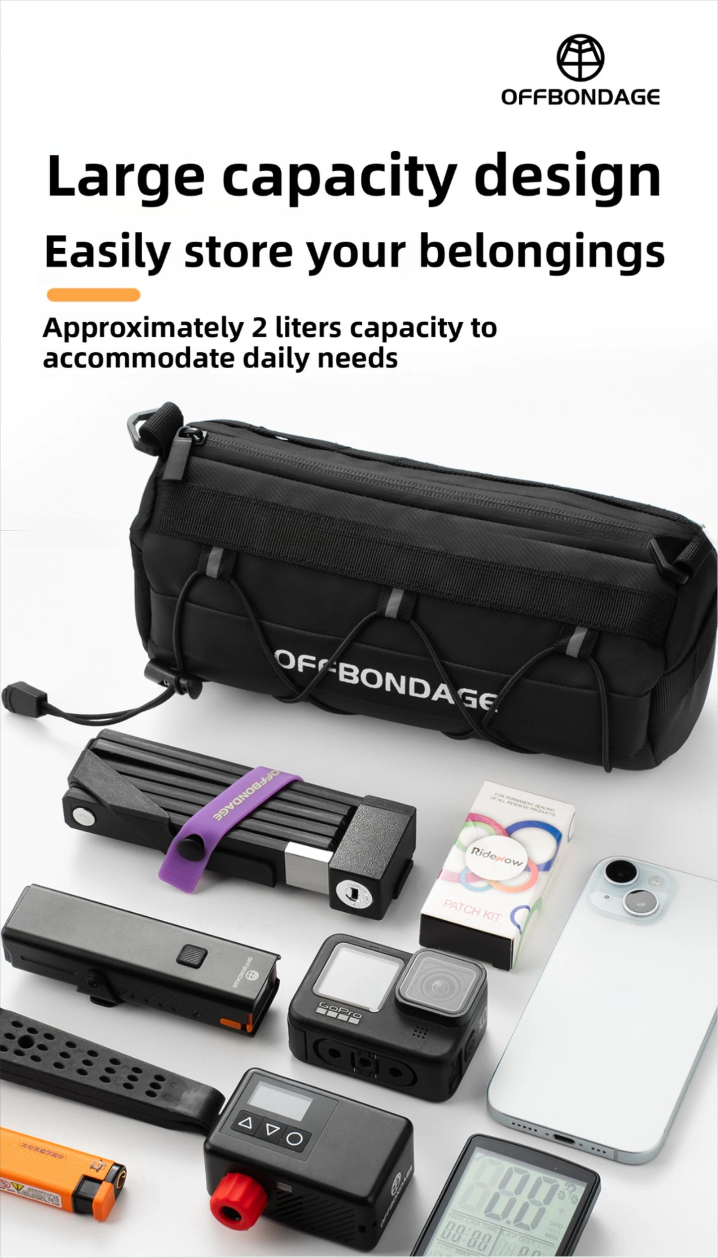 OFFBONDAGE Bike Front Bag Large Capacity Storage Outside Waterproof Multi-function Riding Bag Mountain Bike Bag Bike Accessory