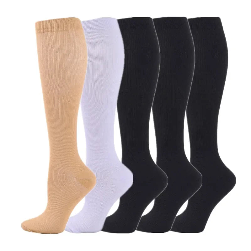 5 Pair Compression Socks Men Running Sport Socks Knee High 20-30mmHg Medical Edema Varicose Veins Women Compression Stocking
