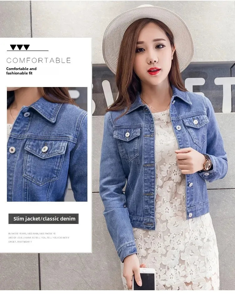 Trendy Denim Jacket For Women Cropped Slim Fit Spring Spring Colorful Student Top Popular On The Internet Versatile Clothing