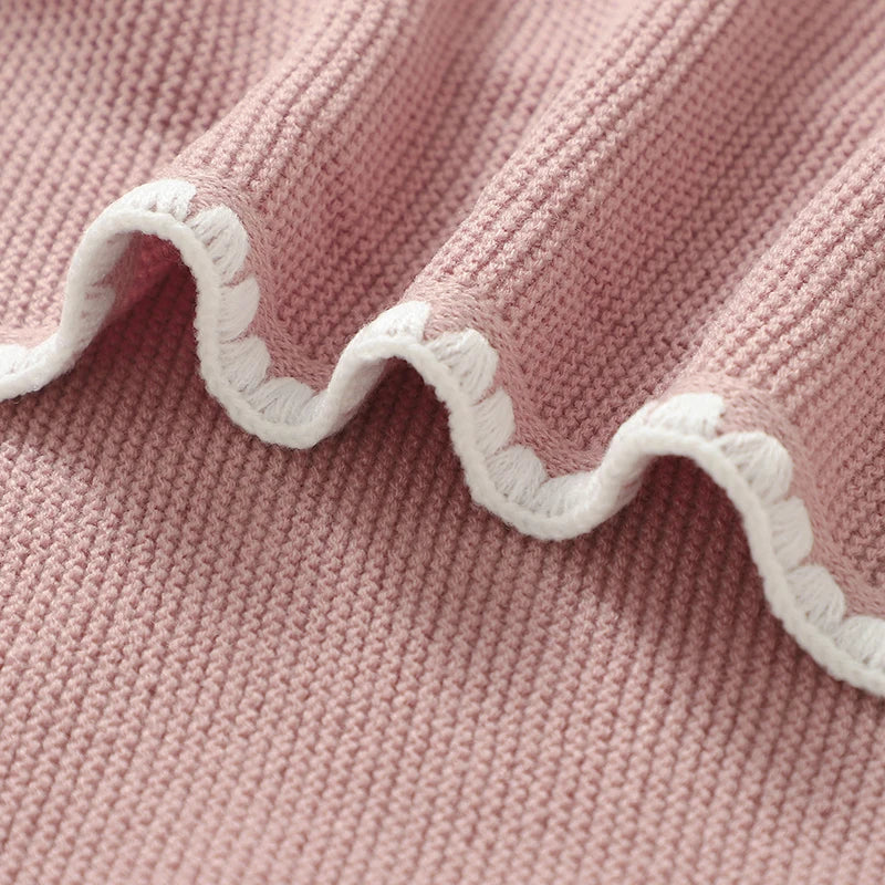Solid Baby Receiving Blankets for Girl & Boy 90*70cm Knitting Newborn Netural Dual-Use Crib Nap Bedding Sheets Children Cellular