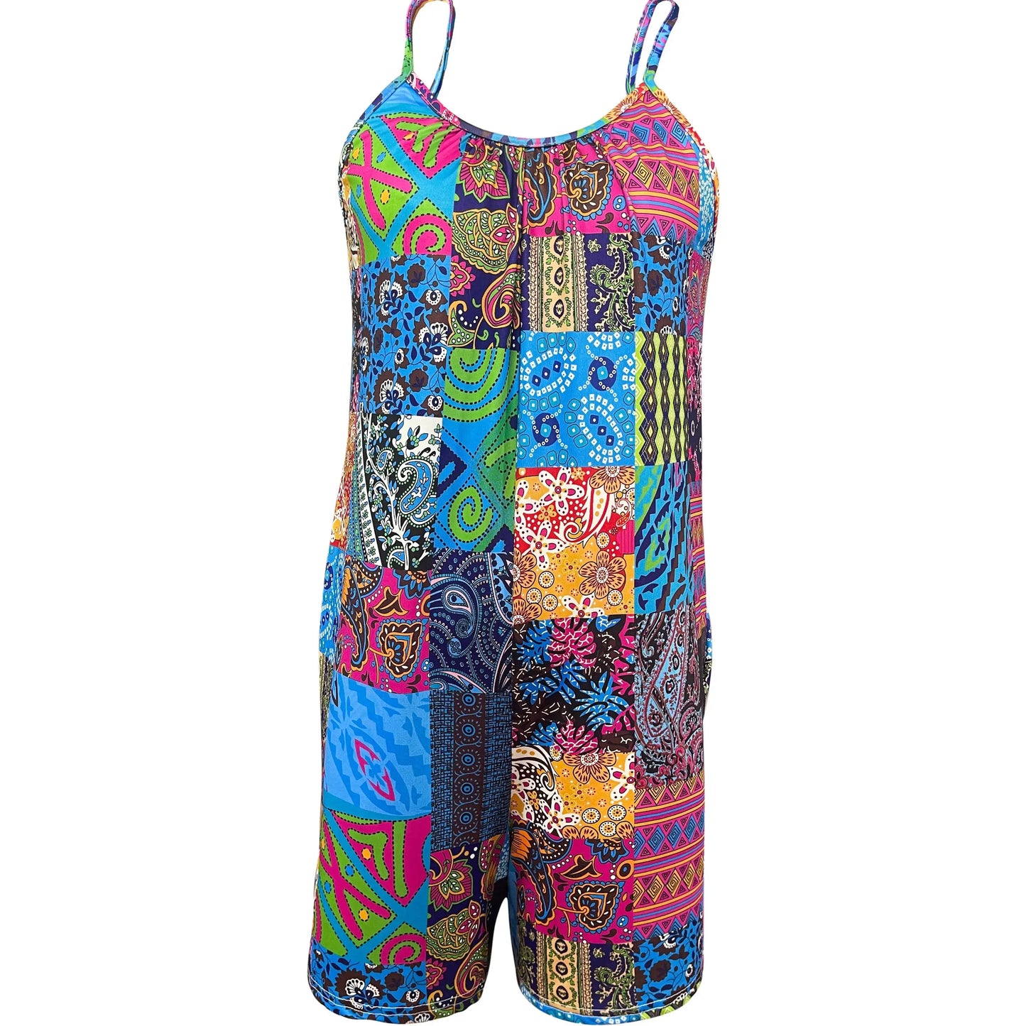 Women's Vibrant Paisley Pattern Sleeveless Jumpsuit for Spring/Summer Casual Wear