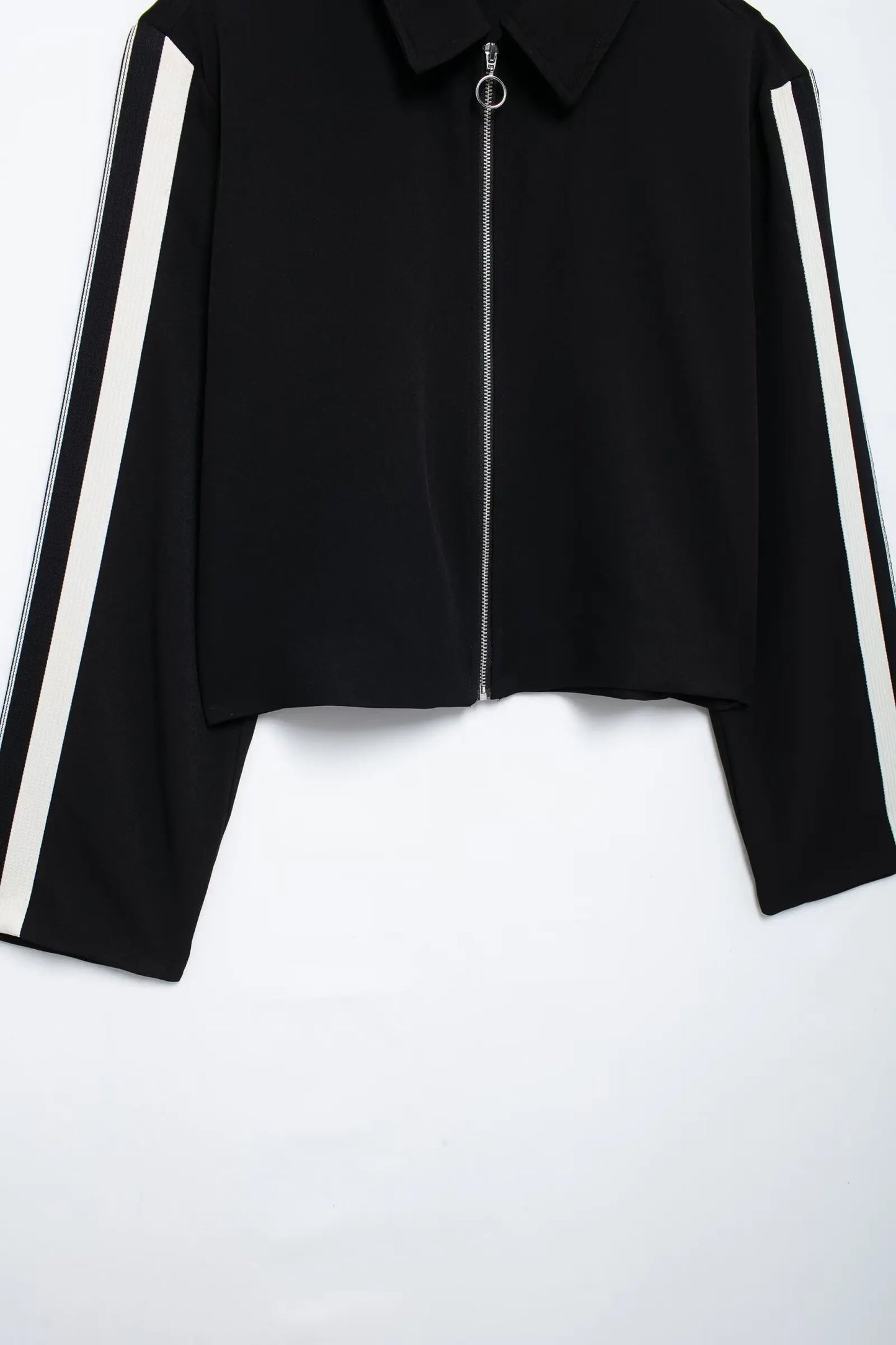 TRAFZA 2024 New Women Casual Black Trousers Suits Sports Short Jacket + Female Vinatge Black White Patchwork Baggy Pants Street