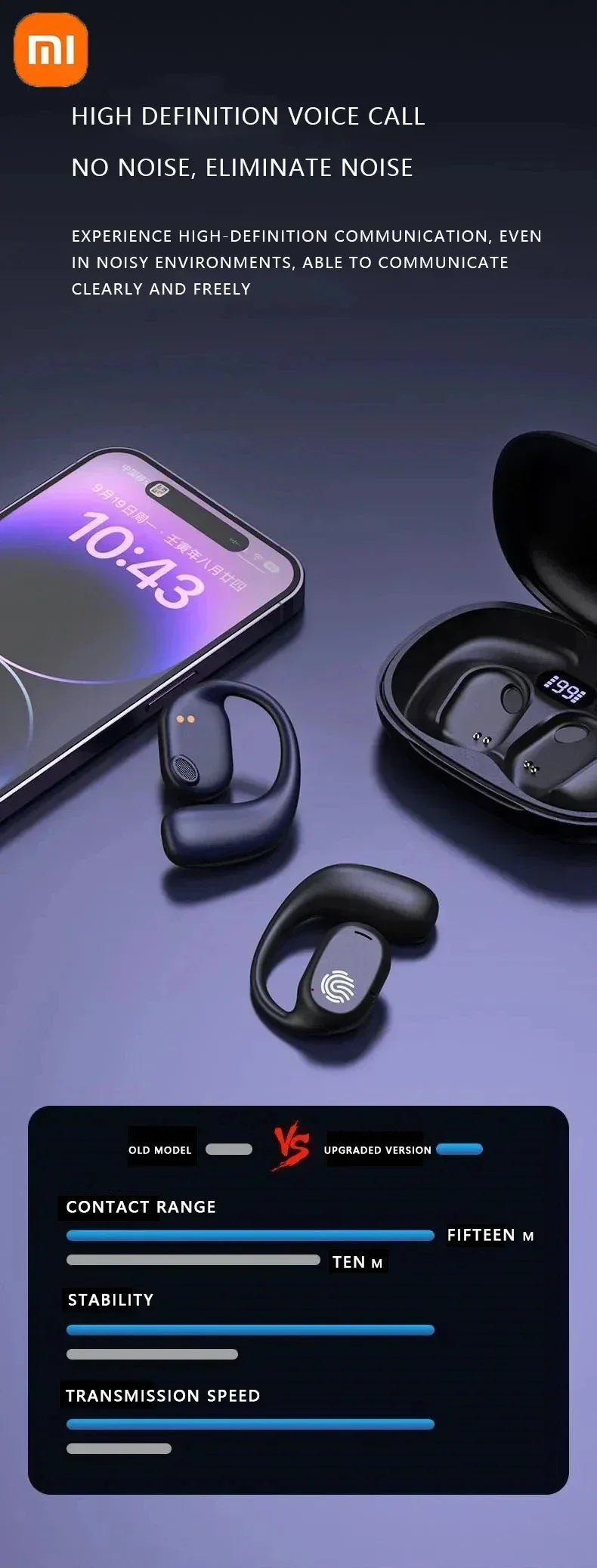 Xiaomi Bone Conduction Earbuds Sports Bluetooth 5.3 Wireless Headphones HiFi 9D Stereo Waterproof TWS Touch Noise Cancellation