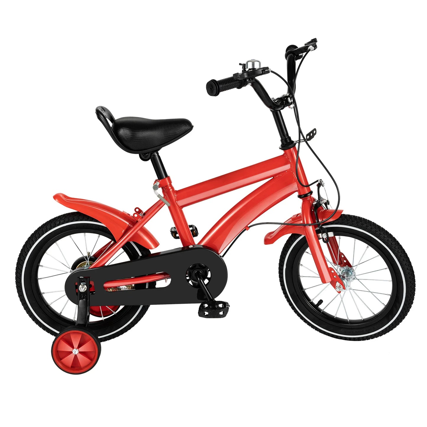 14 Inch Kids Bike Adjustable Seat Dual Brakes Children's Bicycle Load 50kg w/Training Wheels for Ages 2-4, Yellow/Blue/Red/White