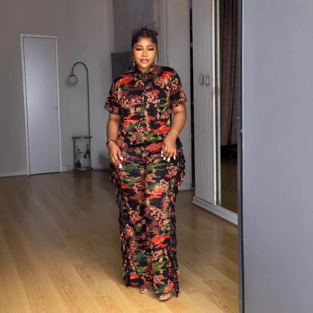 2 Piece Women Set Summer Autumn Short Sleeve Shirt Blouse Top And Pants Suits Outfits Fashion Office Lady Matching Sets Outfit