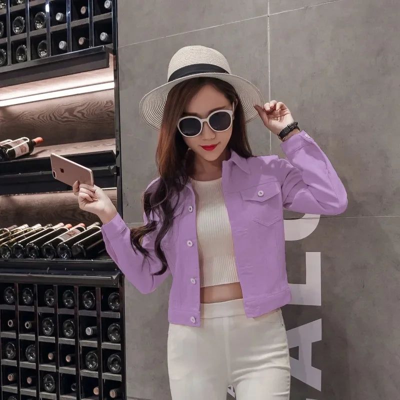 Trendy Denim Jacket For Women Cropped Slim Fit Spring Spring Colorful Student Top Popular On The Internet Versatile Clothing