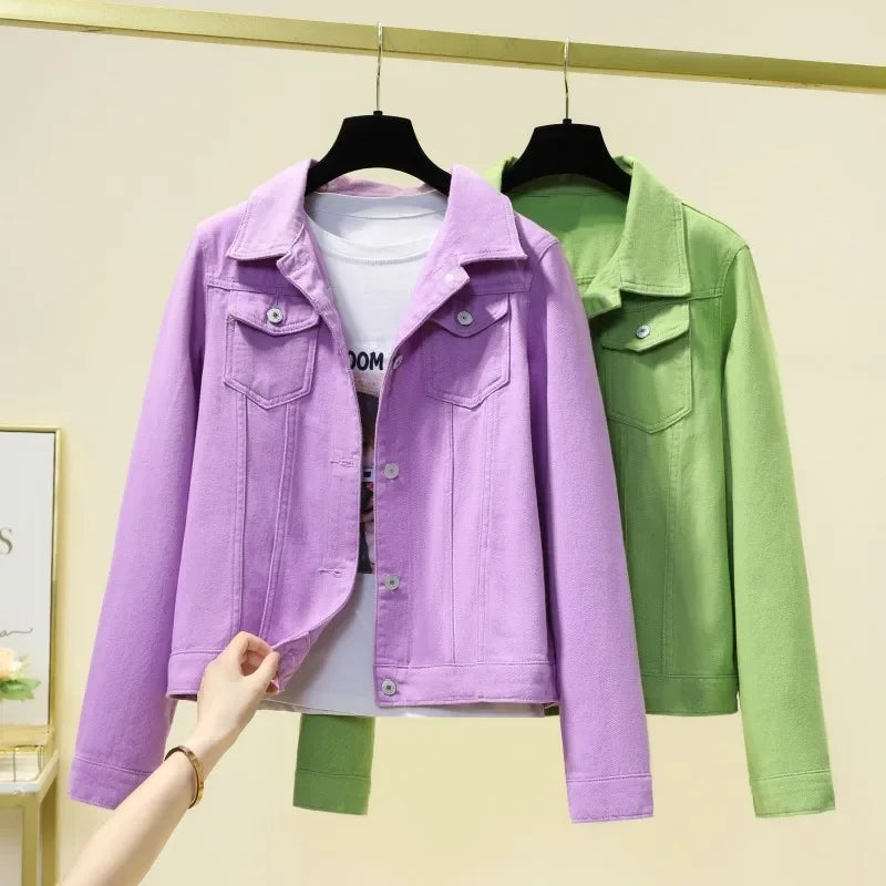Trendy Denim Jacket For Women Cropped Slim Fit Spring Spring Colorful Student Top Popular On The Internet Versatile Clothing