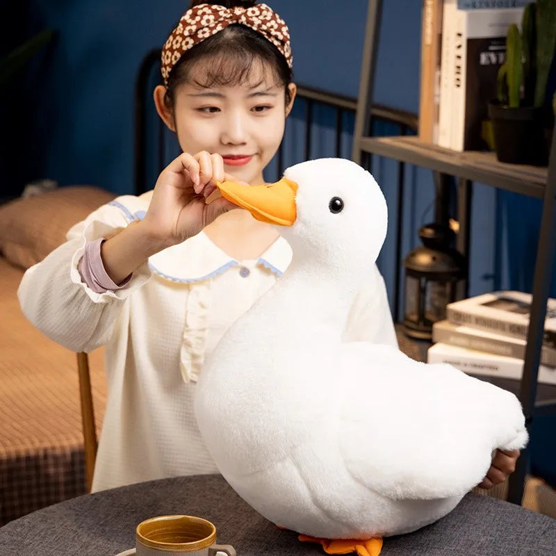 Kawaii Lifelike Duck Plush Toy Realistic Cute White Goose Stuffed Animal Toys Gifts For Kids Pets Simulated Duck Birthday Gifts