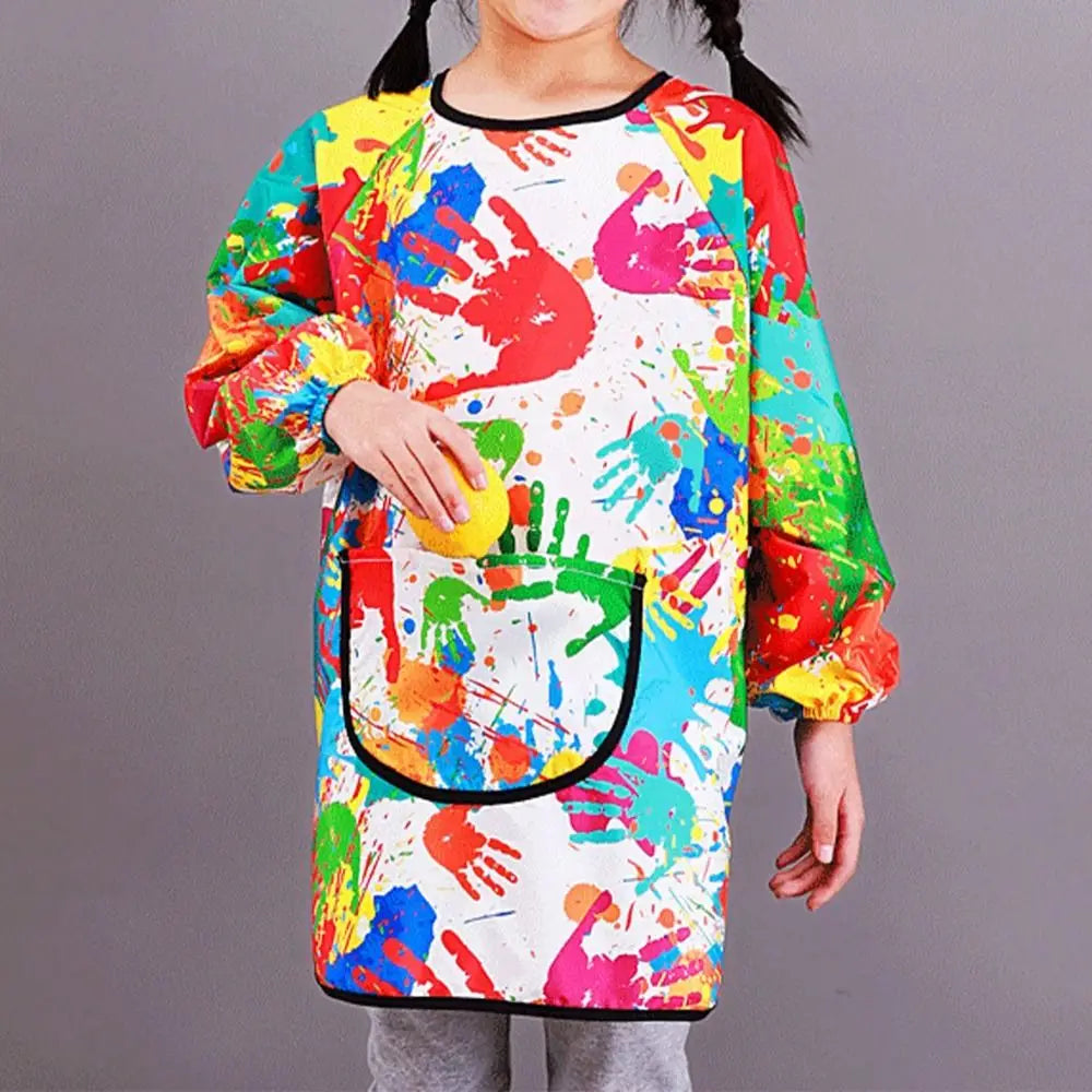 Children's Painting Waterproof Long Sleeved Cover Kindergarten Art Painting Reverse Dressing Baby Eating Bib Kids Apron