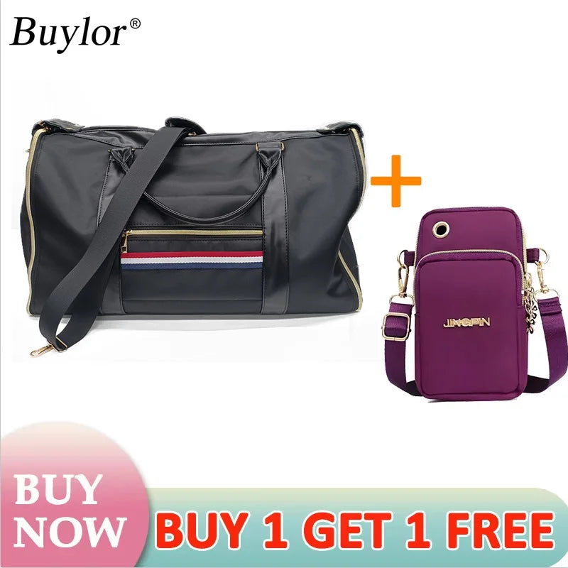 Buylor 2pcs Bags Folding Suit Bag Large Capacity Travel Luggage Bag With Shoe pouch Waterproof Women Handbag Outdoor Fitness Bag