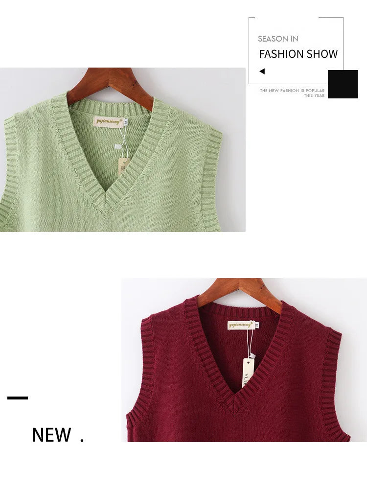 Japanese School JK Uniform Sweater Vest High School Uniform For Girls Boy Cosplay Halloween Winter Anime Vest cute Knitting Coat