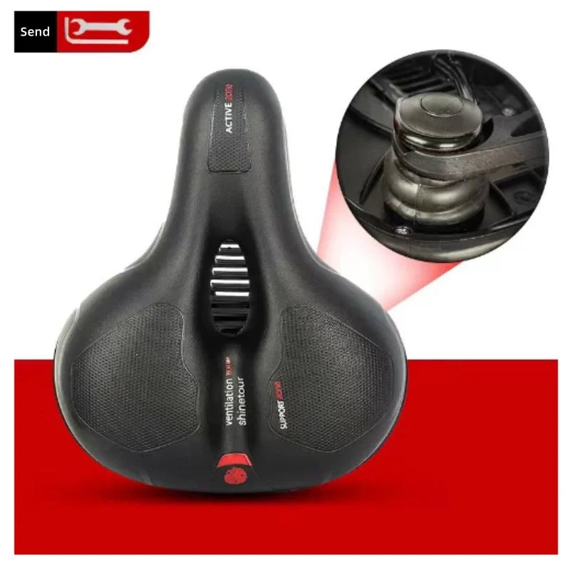Men's Comfortable Breathable Bicycle Saddle MTB Road Bike Crash Absorbing Wide Seat Cushion Light and Comfortable Safety
