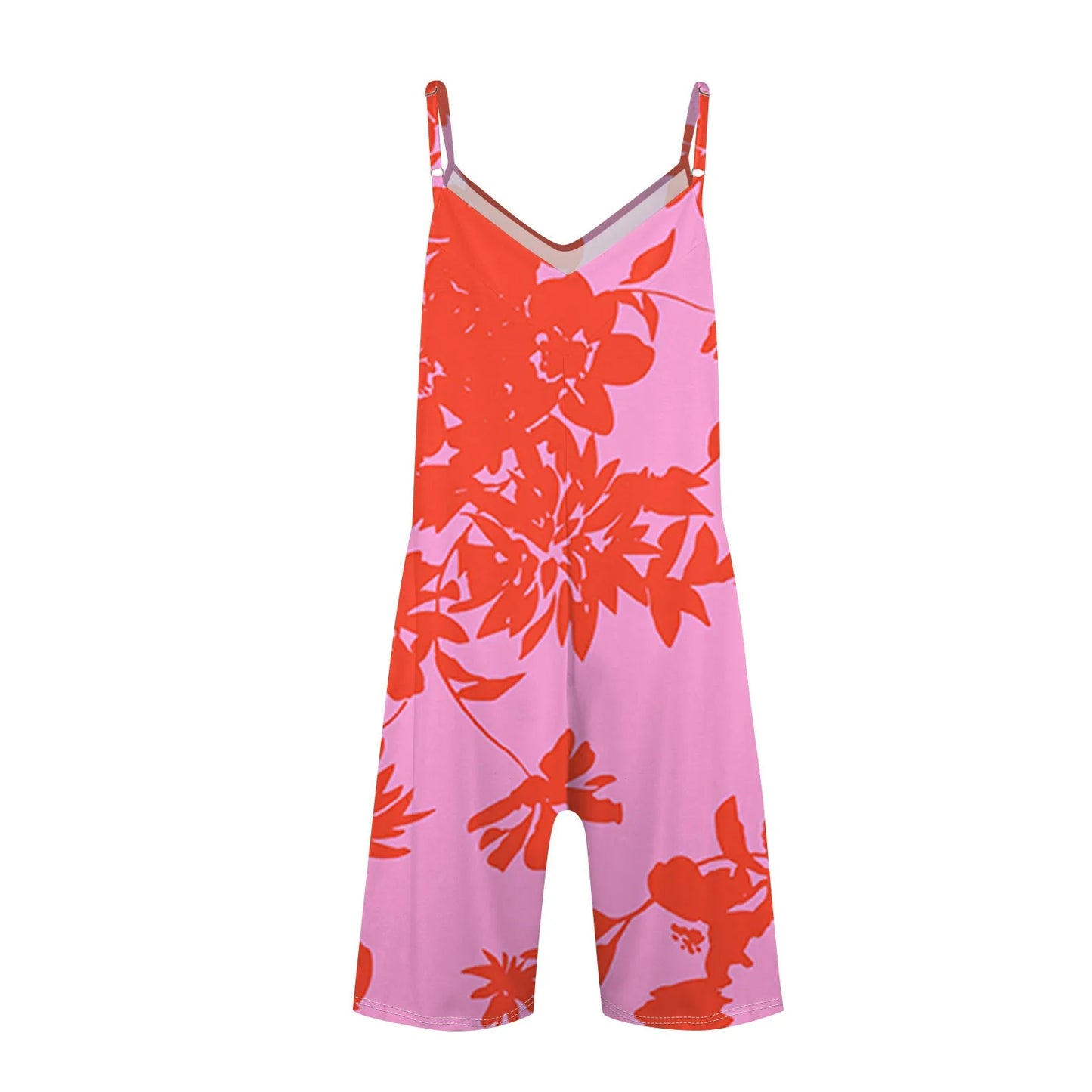 Summer Beautiful Colourful Floral Printing Daily Streetwear Playsuit Fashionable Casual Sleeveless Jumpsuit Shorts With Pockets