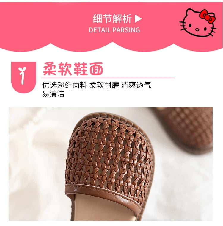 Unishuni Girl Half Sandal Princess Hollow-Out Shoes Kids Vintage Casual Flats Child Summer Shoe Toddler Bohemia Style Beach Shoe