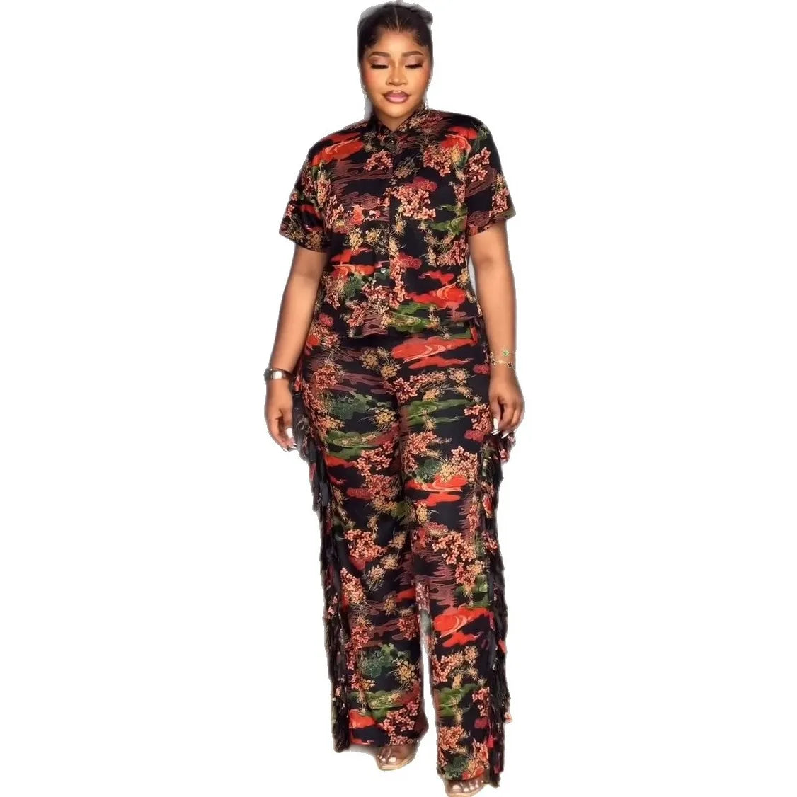 2 Piece Women Set Summer Autumn Short Sleeve Shirt Blouse Top And Pants Suits Outfits Fashion Office Lady Matching Sets Outfit