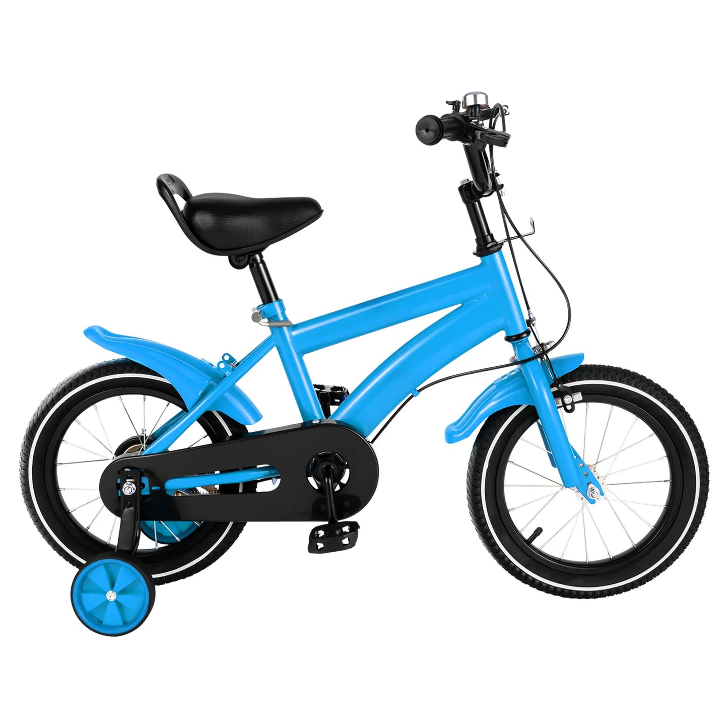 14 Inch Kids Bike Adjustable Seat Dual Brakes Children's Bicycle Load 50kg w/Training Wheels for Ages 2-4, Yellow/Blue/Red/White