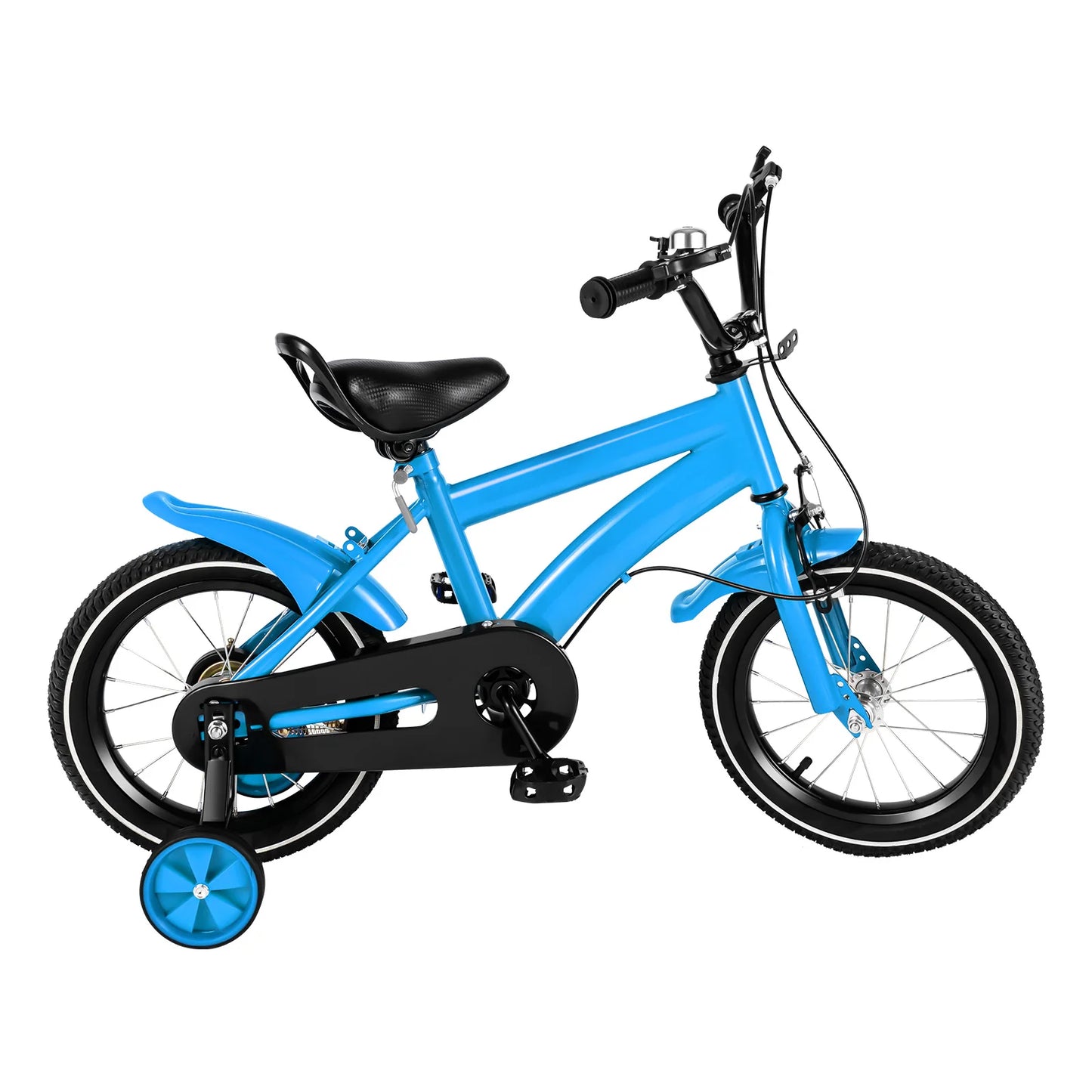 14 Inch Kids Bike Adjustable Seat Dual Brakes Children's Bicycle Load 50kg w/Training Wheels for Ages 2-4, Yellow/Blue/Red/White