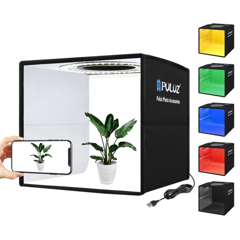 Mini Soft Box Set Portable Folding Photo Lighting Modifier Photography Tent Box with 12 Colors Backdrops