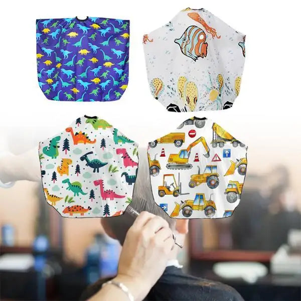 Kids Hair Cutting Cape Cute Adjustable Snap Haircut Coat Waterproof Hair Cut Apron Barber Accessories for Salon Home Hairdresser