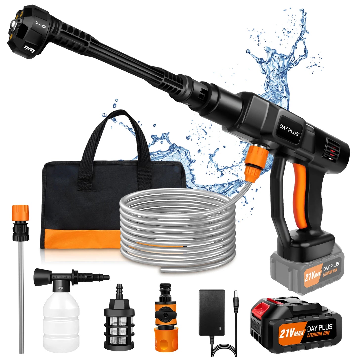 Cordless Pressure Washer, Portable Power Washer with 4.0Ah Battery 6-in-1 Nozzle, Handheld Brushless High-Pressure Car Washer