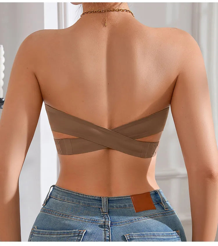 1Pc/3Pcs/Pack YMQJ Removable Padded Soft Ice Silk Traceless Women Brasseries Wire Free Seamless Bra For Women Strapless Bra
