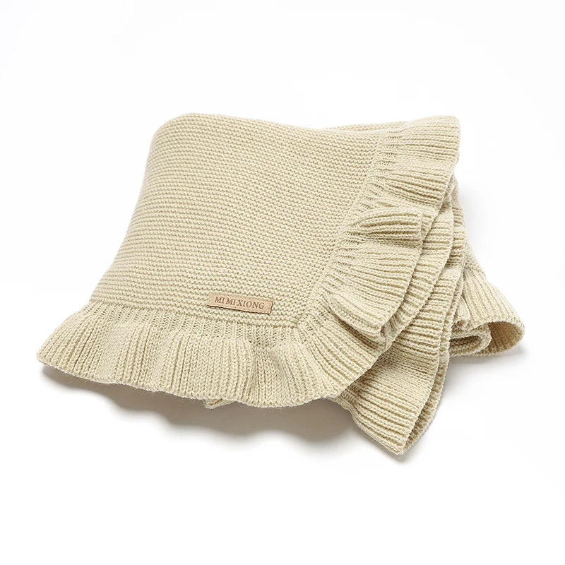 Baby Blankets Knitted Infant Boys Crib Bedding Quilt Girls Plaid 90*70cm Newborn Stroller Swaddling Warp Fashion Solid Ruffles