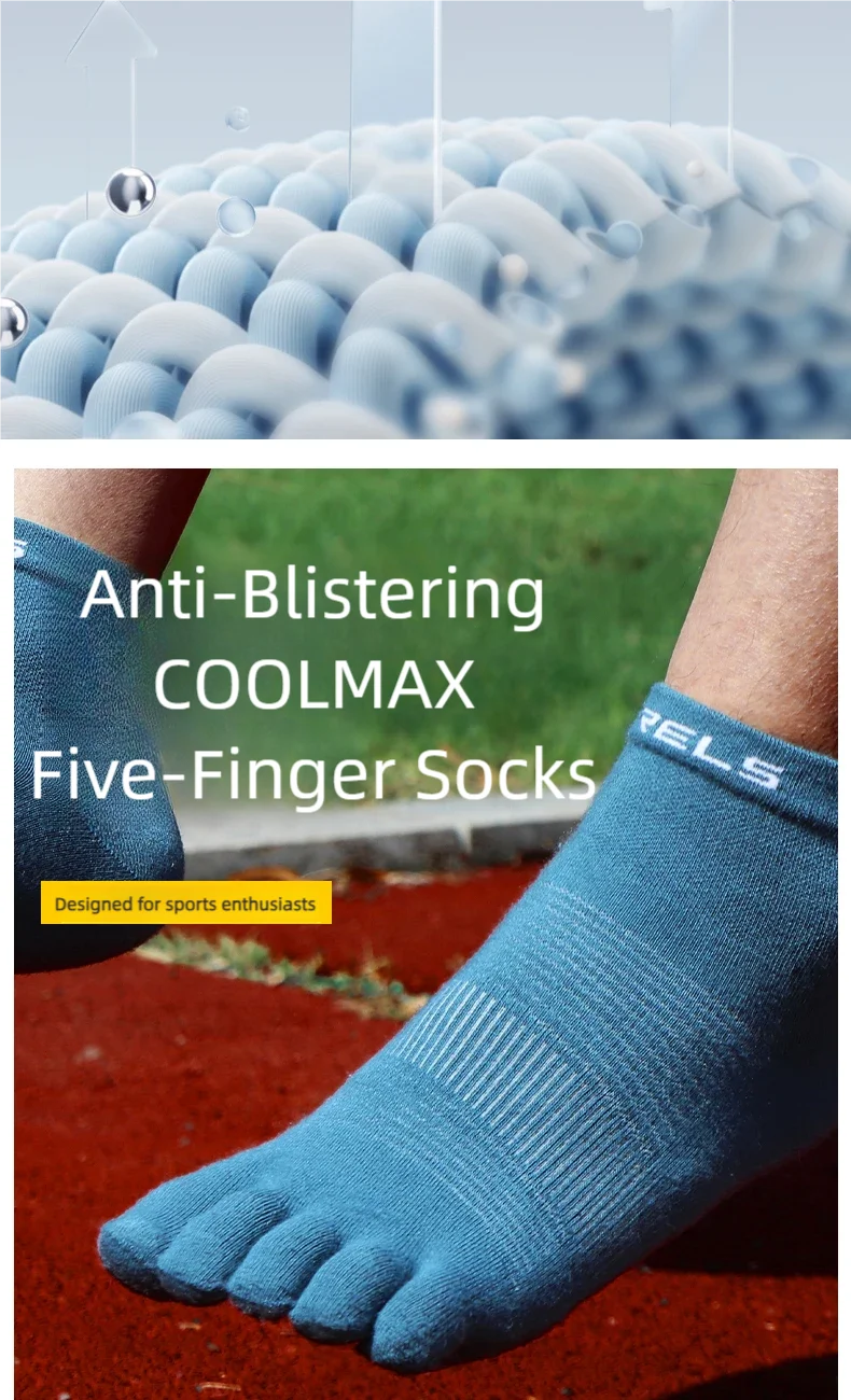 WRELS 1/3 Pairs COOLMAX Sports Five-toe Running Socks Quick-drying Breathable Anti-Blisters Marathon Toe Socks For Men And Women