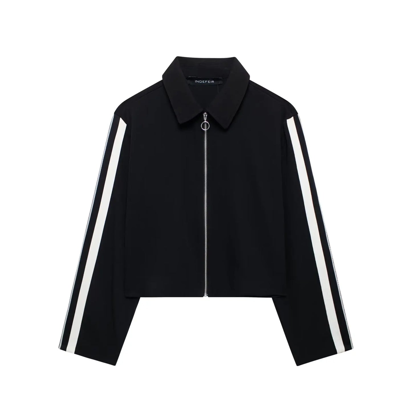 TRAFZA 2024 New Women Casual Black Trousers Suits Sports Short Jacket + Female Vinatge Black White Patchwork Baggy Pants Street