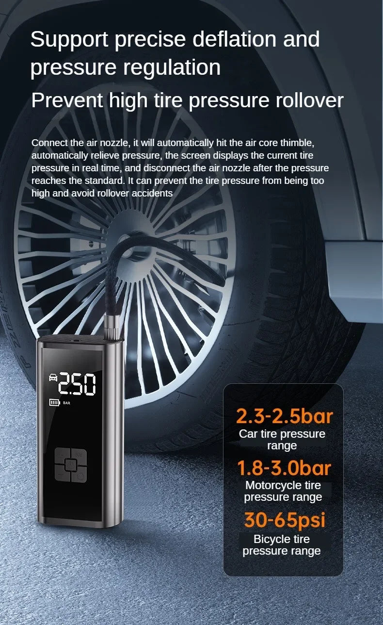 EAFC Portable Tire Inflator Rechargeable Electric Inflator For Car Bicycle Digital Air Compressor Football Ball Inflator Pump