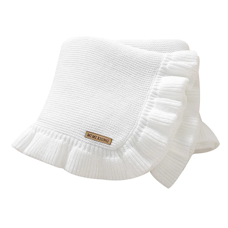 Baby Blankets Knitted Infant Boys Crib Bedding Quilt Girls Plaid 90*70cm Newborn Stroller Swaddling Warp Fashion Solid Ruffles