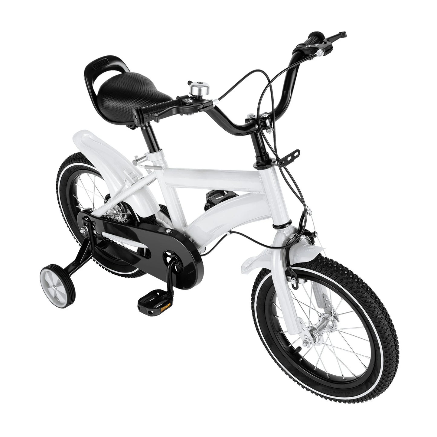 14 Inch Kids Bike Adjustable Seat Dual Brakes Children's Bicycle Load 50kg w/Training Wheels for Ages 2-4, Yellow/Blue/Red/White