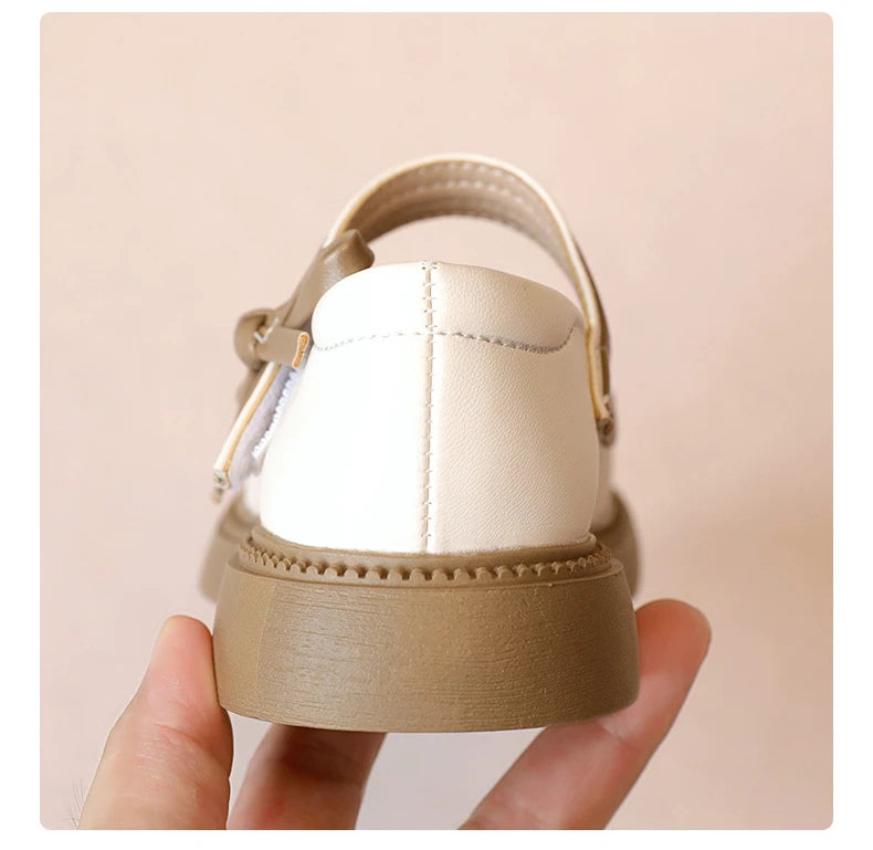 Fashion Girl School Shoes Patchwork Kid Princess Shoes for Children Shallow Toddler Ruffled Edge Leather Shoes Causal Mary Janes