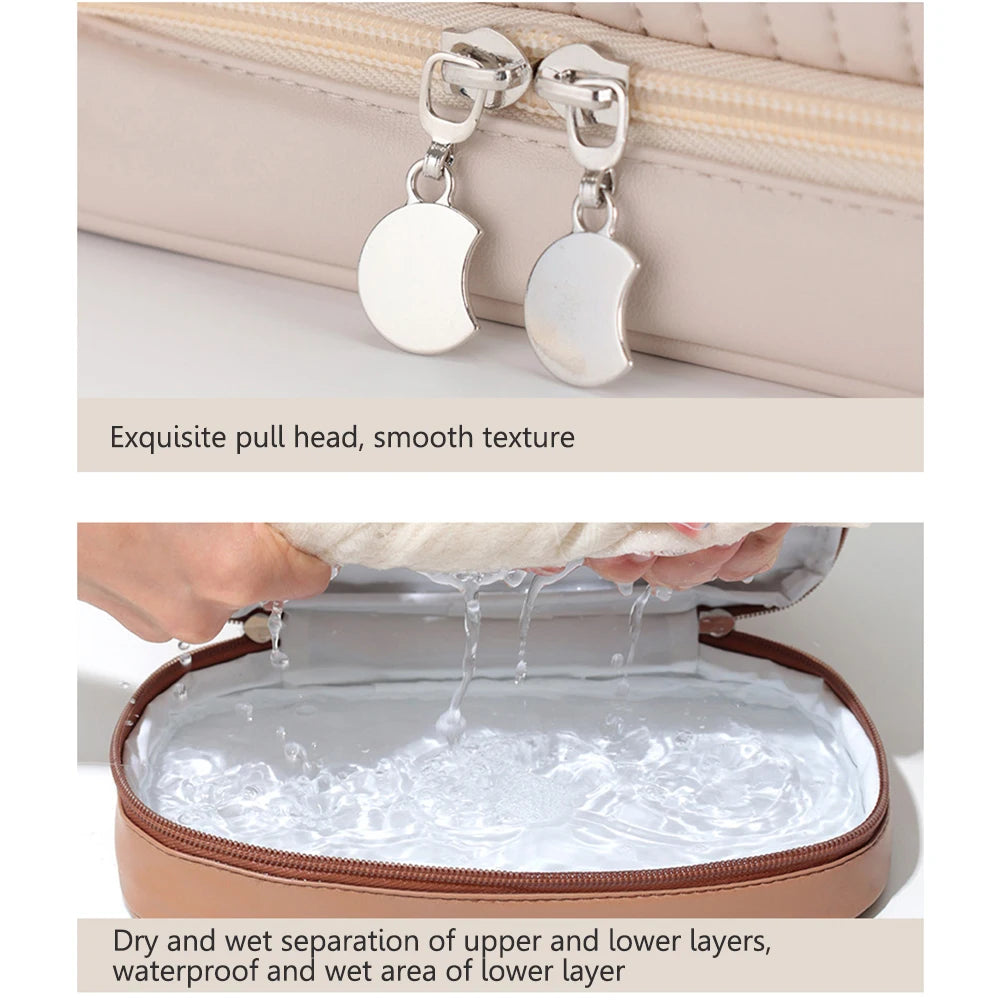 Girls Cosmetic Bag for Makeup PU Leather Make Up Organizer Case Handbag Women Travel Toiletry Storage Pouch Make Up Case