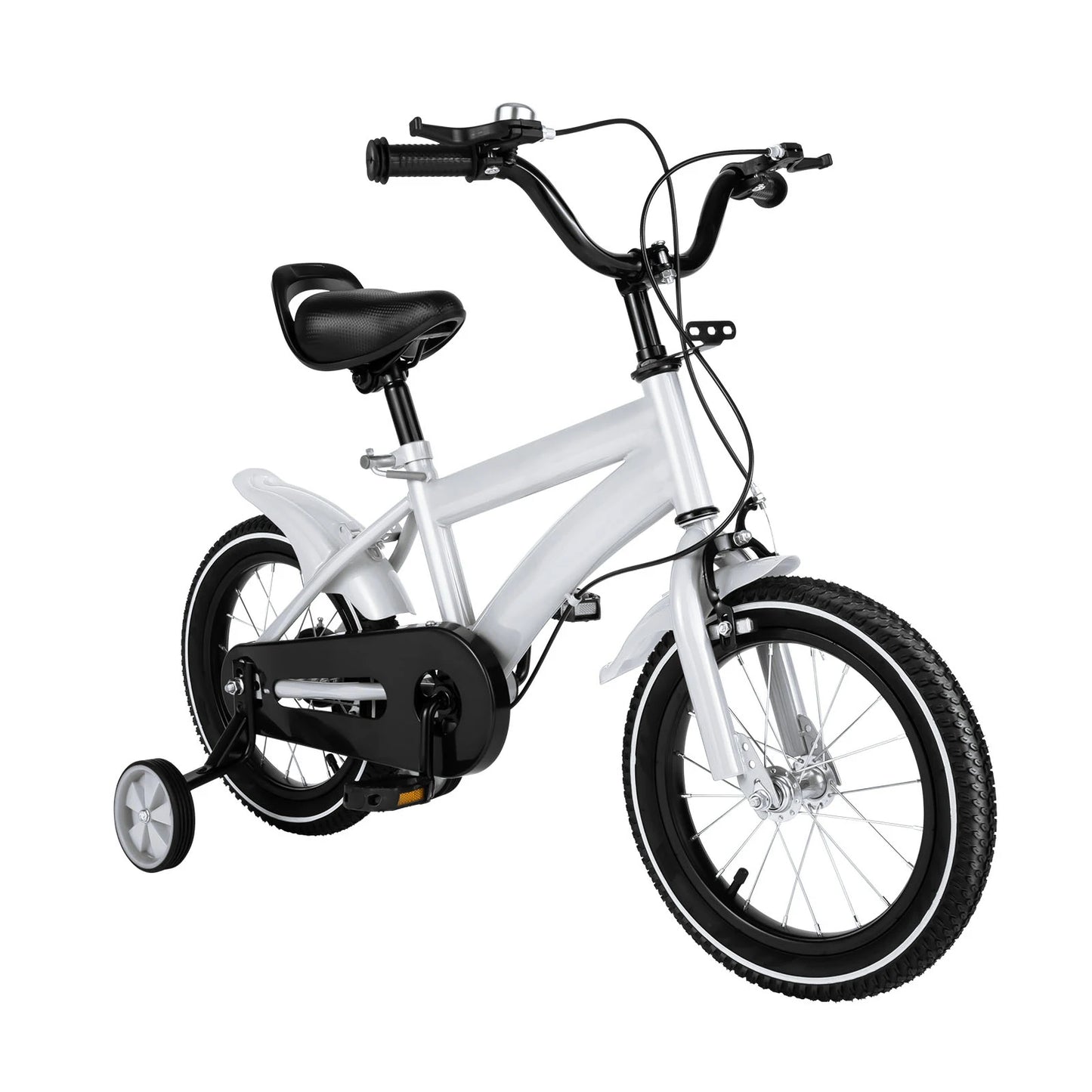 14 Inch Kids Bike Adjustable Seat Dual Brakes Children's Bicycle Load 50kg w/Training Wheels for Ages 2-4, Yellow/Blue/Red/White