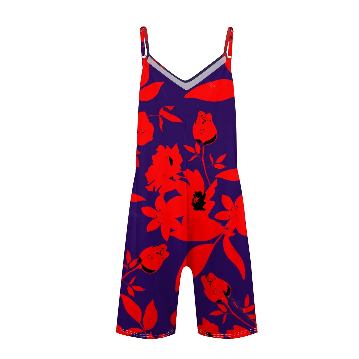 Summer Beautiful Colourful Floral Printing Daily Streetwear Playsuit Fashionable Casual Sleeveless Jumpsuit Shorts With Pockets