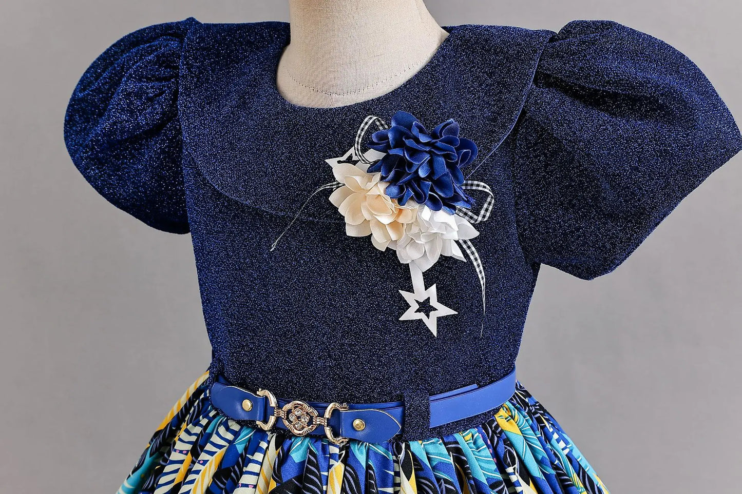 Girl Print Dress for Performance Children Dresses for Girls Kids' Clothes with Sashes Ceremony 3 to 12 Years