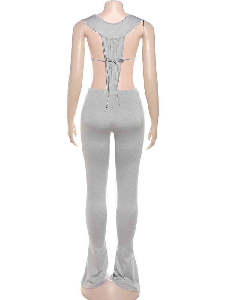 Weird Puss Sexy Hipster Women Tracksuit 2 Piece Set Deep V-Neck Sleeveless Bodysuit+Leggings Matching Hipster Streetwear Outfits