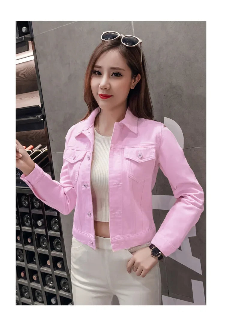 Trendy Denim Jacket For Women Cropped Slim Fit Spring Spring Colorful Student Top Popular On The Internet Versatile Clothing