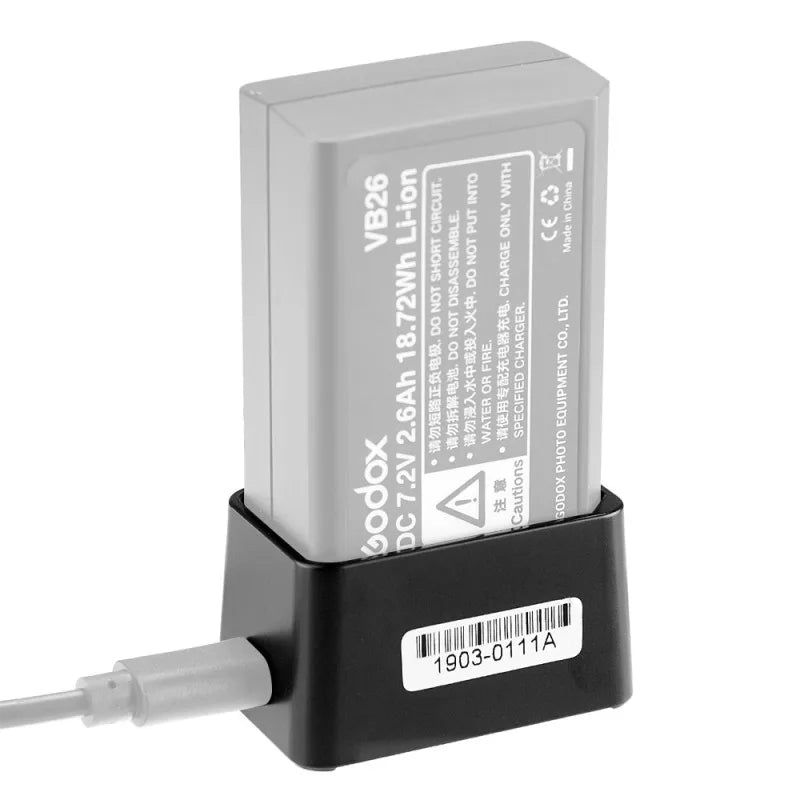 VC26 USB Battery Charger DC 5V Input DC 8.4V Output for Charging Godox V1S V1C V1N V1F V1O V1P Round Head Flash Battery