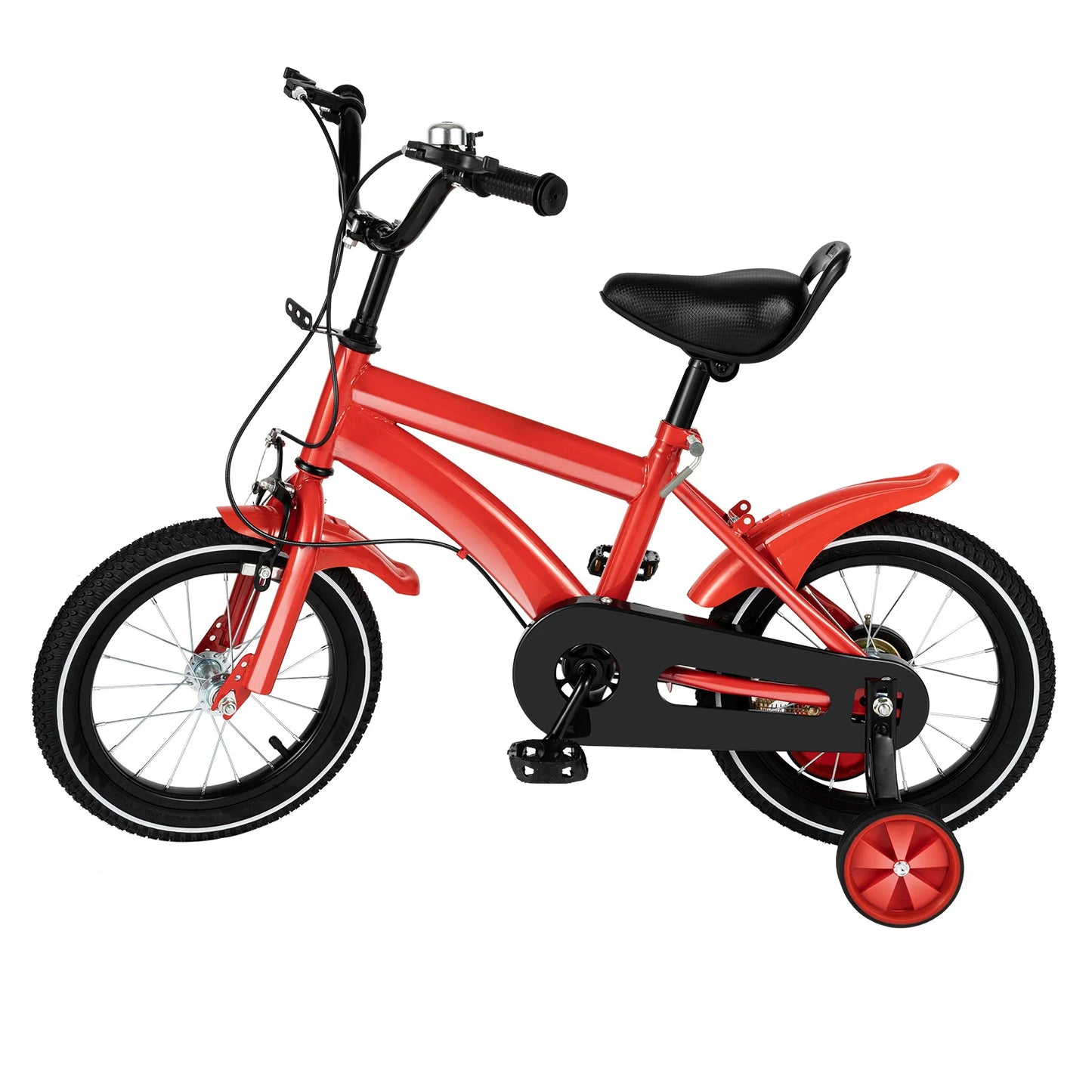 14 Inch Kids Bike Adjustable Seat Dual Brakes Children's Bicycle Load 50kg w/Training Wheels for Ages 2-4, Yellow/Blue/Red/White