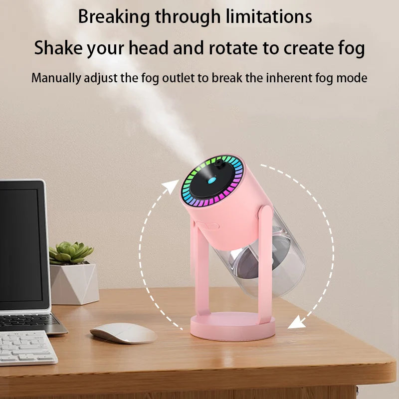 1PC 280ML Air Humidifier Colorful Atmosphere Light Mute Humidification Rotate Creative Colorful Cup Desktop Home Car Humidifier