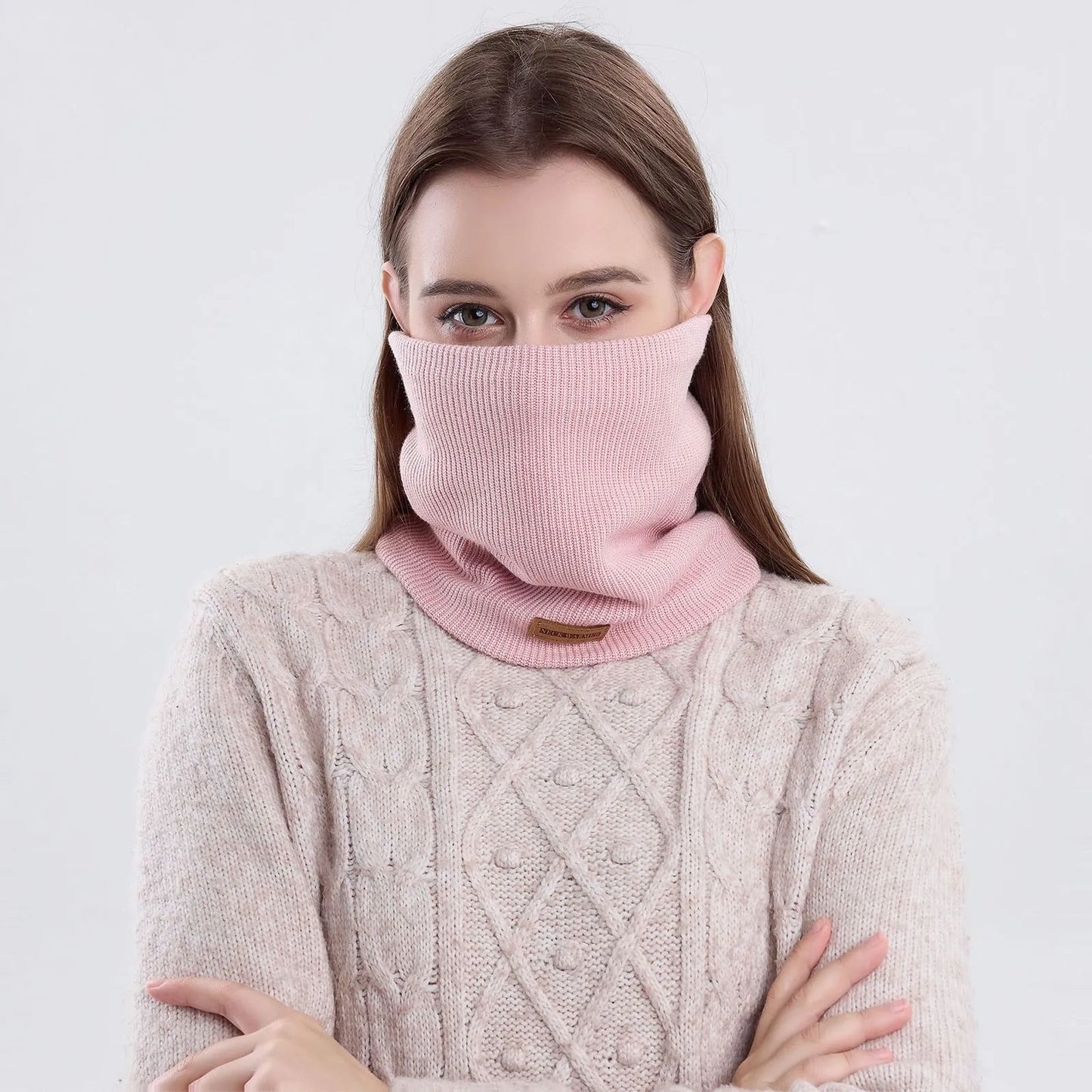 Thick Knitted Neck Scarf For Women Fashion Versatile Neck Scarf Winter Warm Turtleneck Warmer Cashmere Hot Handkerchief Ski Mask