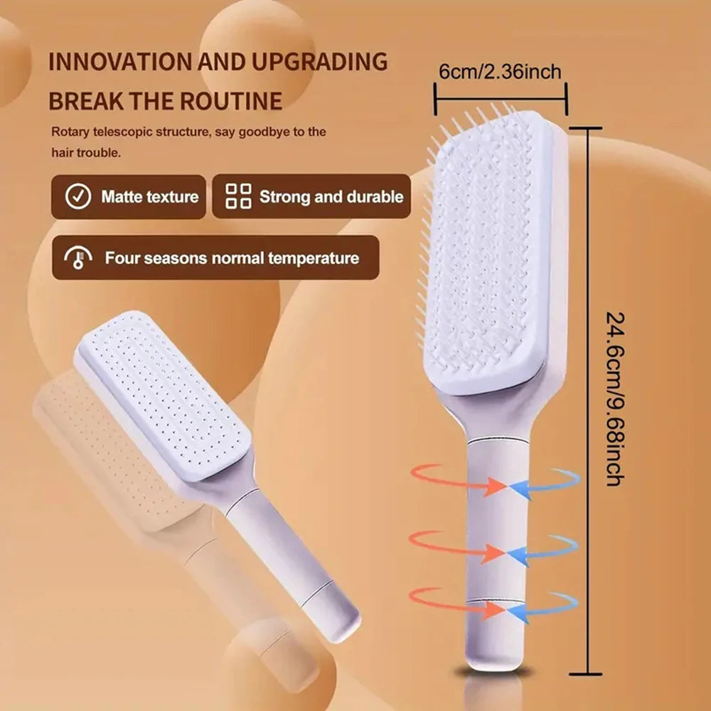 Self-Cleaning Scalp Massage Comb Air-bag Hair Comb Portable Anti-Detangling Hair Brush For Hair Styling One-key Cleaning Tools