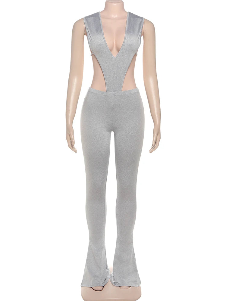 Weird Puss Sexy Hipster Women Tracksuit 2 Piece Set Deep V-Neck Sleeveless Bodysuit+Leggings Matching Hipster Streetwear Outfits